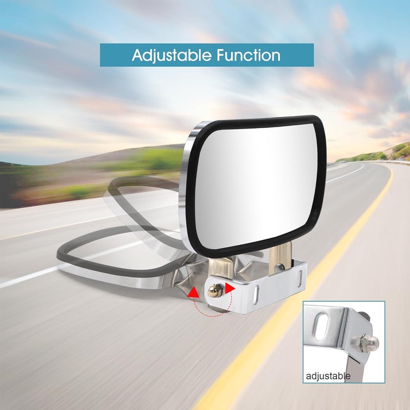BOOLEE Convex Mirror Stainless Steel Rectangular U-Bracket for Cars Trucks Boats Tractors Forklifts Improves Visibility Rear view and Side Mirror Universal Screw Fixed - Image 4